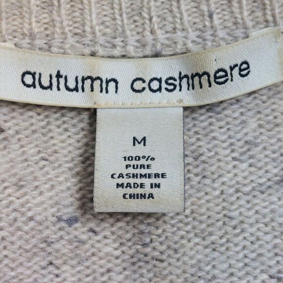 Autumn Cashmere Hi Low Suede Elbows 100% Cashmere Sweater Women's Medium Buttons - Picture 5 of 8
